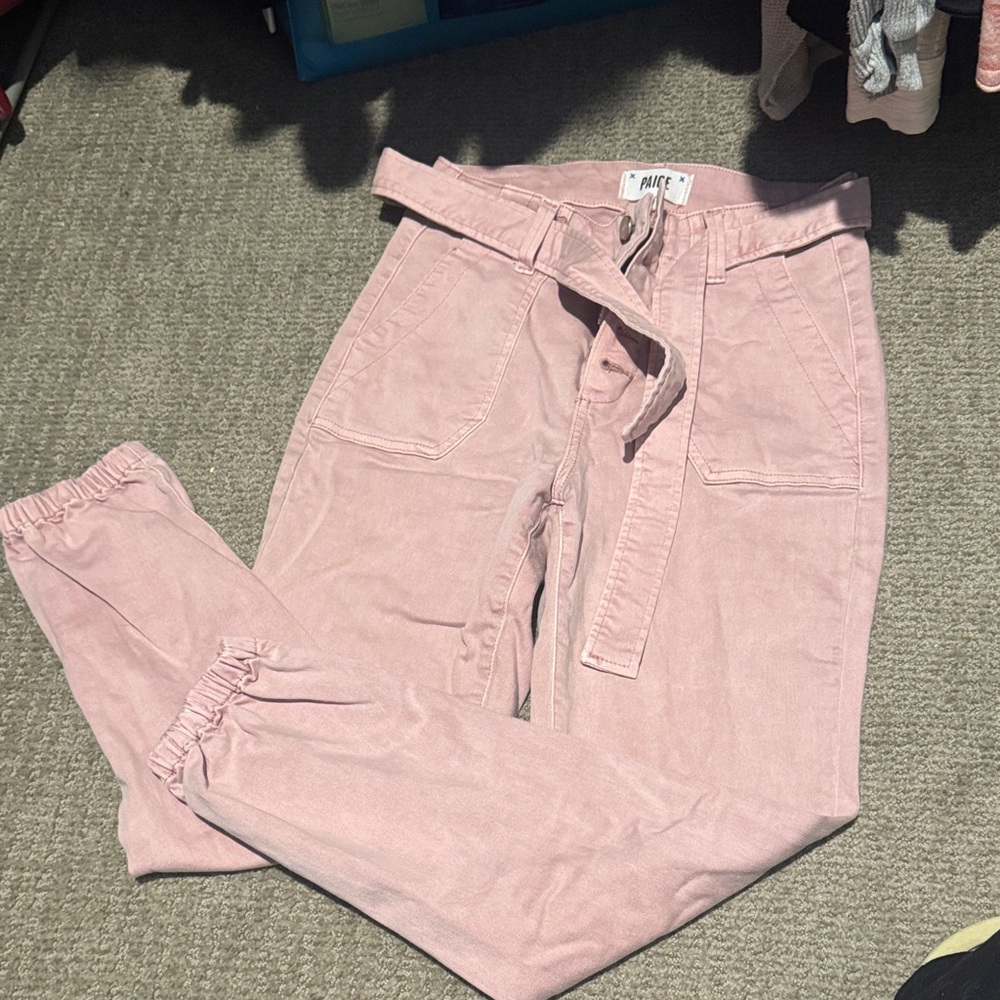 PAIGE Women's Soft Pink Ankle Jeans